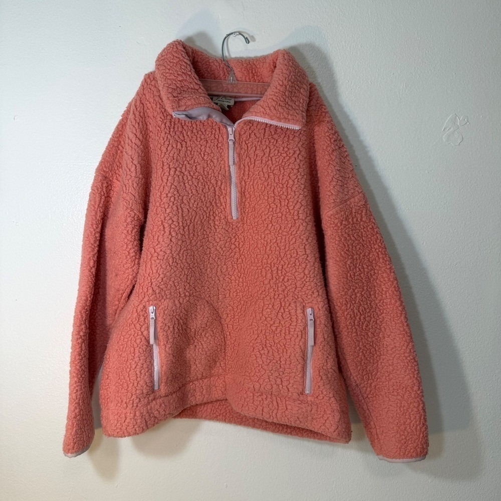 J.Crew Nostalgic Vintage Fleece Layer Quarter Zip Sherpa Pullover Pink Womens